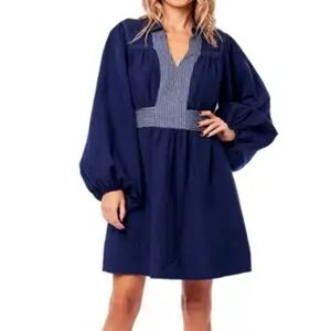 CIEBON NWT "MARTINA" LONG SLEEVE MINI DRESS NAVY WHITE SZ XS